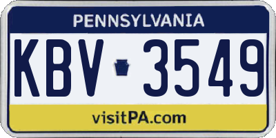 PA license plate KBV3549