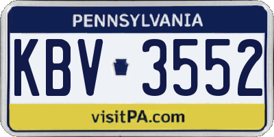 PA license plate KBV3552