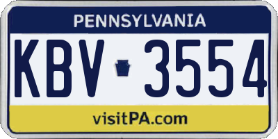 PA license plate KBV3554