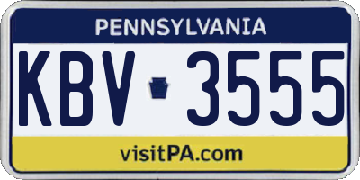 PA license plate KBV3555