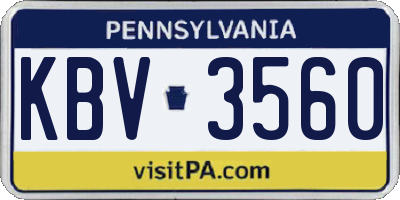 PA license plate KBV3560