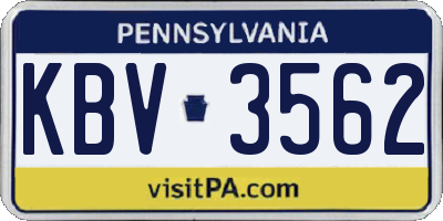 PA license plate KBV3562