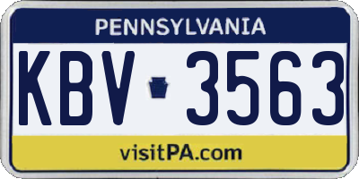 PA license plate KBV3563