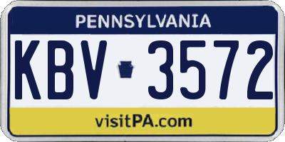 PA license plate KBV3572