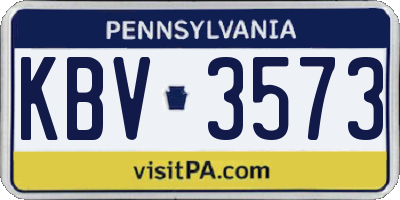 PA license plate KBV3573