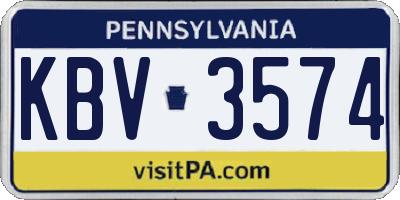 PA license plate KBV3574