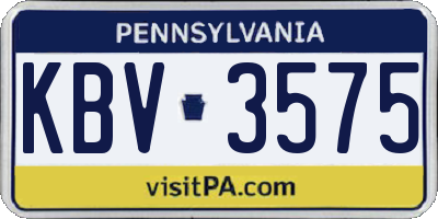 PA license plate KBV3575