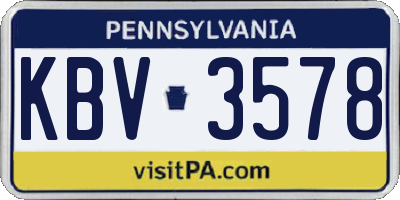 PA license plate KBV3578