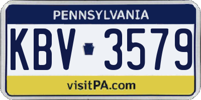 PA license plate KBV3579