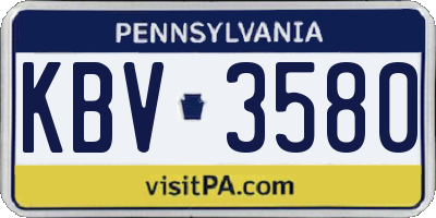 PA license plate KBV3580