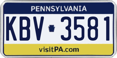 PA license plate KBV3581