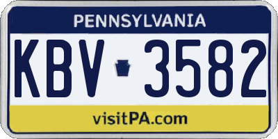 PA license plate KBV3582