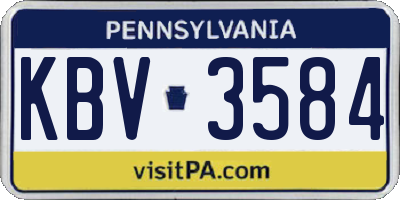 PA license plate KBV3584