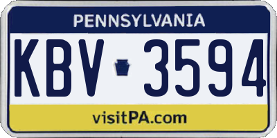 PA license plate KBV3594