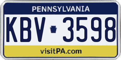 PA license plate KBV3598