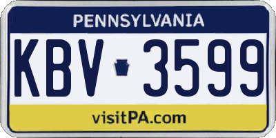 PA license plate KBV3599
