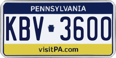 PA license plate KBV3600