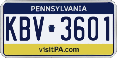 PA license plate KBV3601