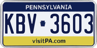 PA license plate KBV3603