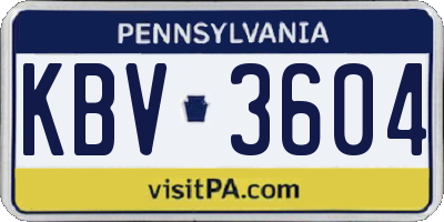 PA license plate KBV3604