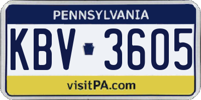 PA license plate KBV3605