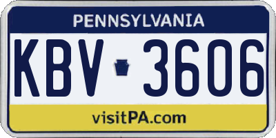 PA license plate KBV3606