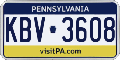 PA license plate KBV3608