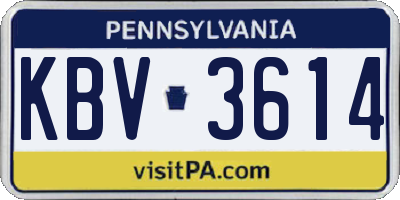 PA license plate KBV3614
