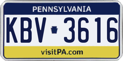 PA license plate KBV3616