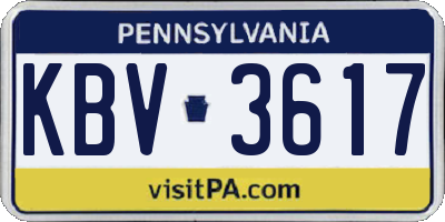 PA license plate KBV3617