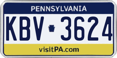 PA license plate KBV3624