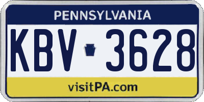 PA license plate KBV3628