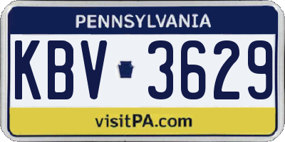 PA license plate KBV3629