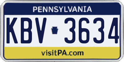 PA license plate KBV3634