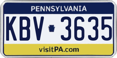 PA license plate KBV3635