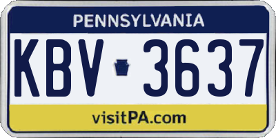 PA license plate KBV3637