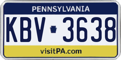 PA license plate KBV3638