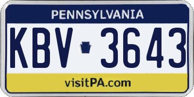 PA license plate KBV3643