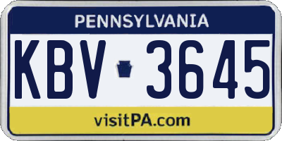 PA license plate KBV3645