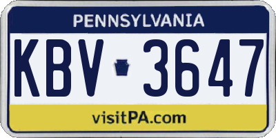 PA license plate KBV3647