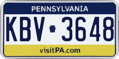 PA license plate KBV3648