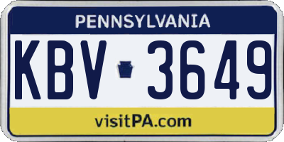 PA license plate KBV3649