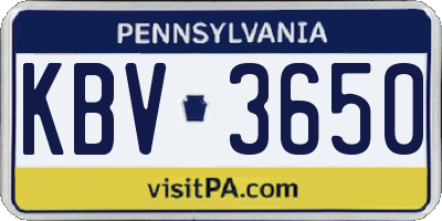 PA license plate KBV3650