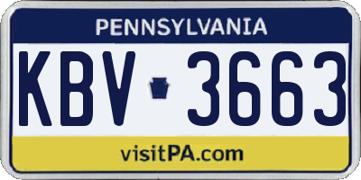 PA license plate KBV3663