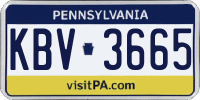PA license plate KBV3665