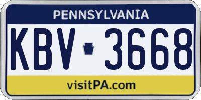 PA license plate KBV3668