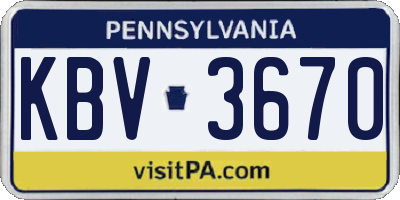 PA license plate KBV3670