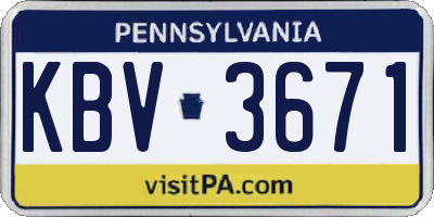 PA license plate KBV3671