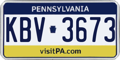 PA license plate KBV3673