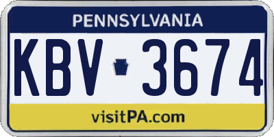 PA license plate KBV3674